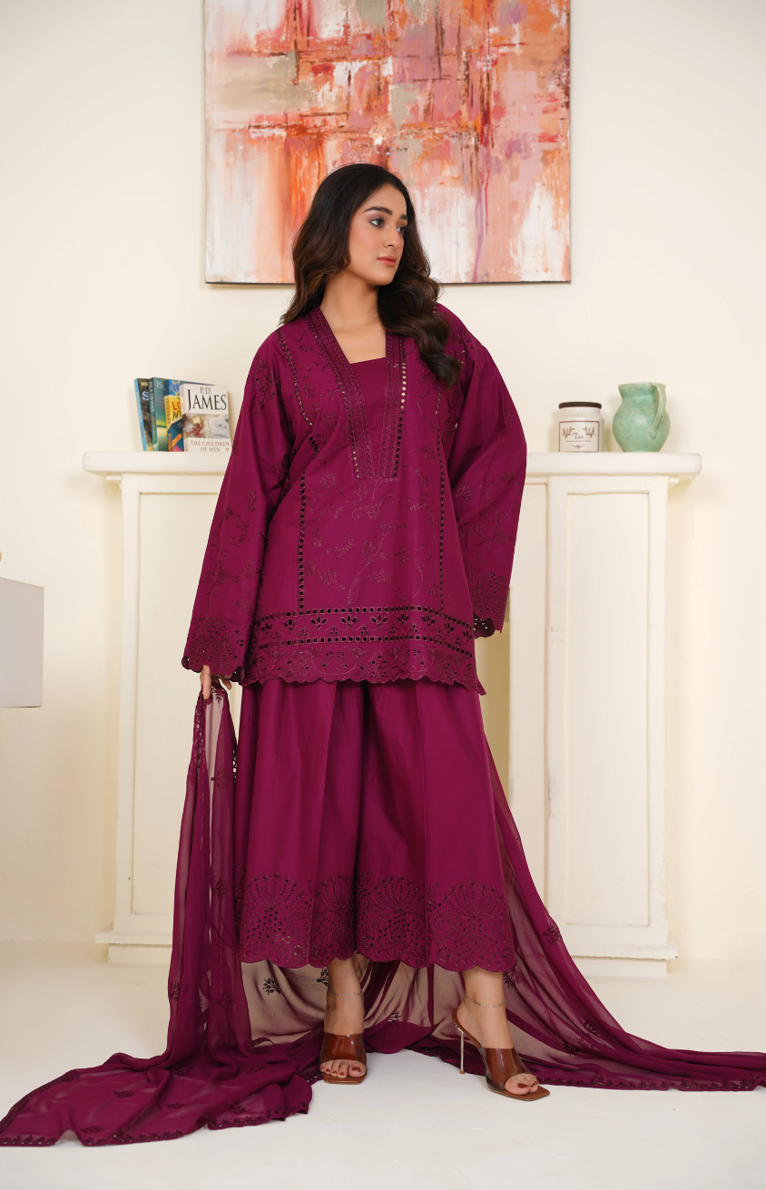 TXB-01-03-25 (Aadhvita) 3PC - Tehzeeb Fashion